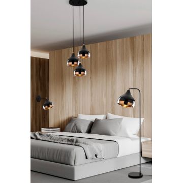 Set lustra, lampadar si aplica de perete, Yildo - Set4, Opviq, E27, 40W, negru/cupru