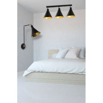 Set lustra si aplica de perete, Berceste - Set1, Opviq, 20 x 56 cm / 70 x 26 cm, E27, 40W, negru