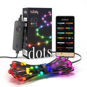 Banda LED Inteligenta Dots TWD060STP-B 60 LED-uri RGB Control Wi-Fi Cablu Negru 3M Multicolor