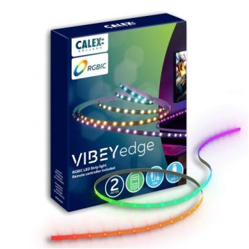 Banda LED Calex, cu telecomanda, 7W, RGBIC CCT, alimentare USB, IP20, 2m