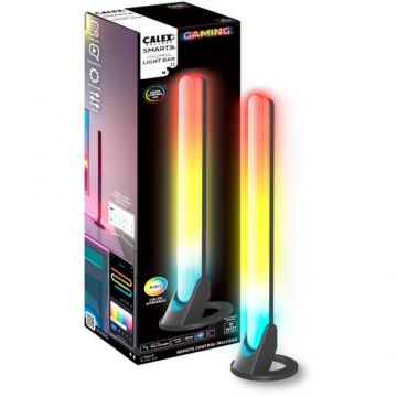 Lampa LED RGBIC inteligenta Calex Gaming Light Bar, Wi-Fi, Bluetooth, Razor Chroma, Game Synchronization, 4.5W, lumina colorata, control vocal, 34.4cm