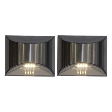 Set de 2 lÄu0083mpi de perete solare cu LED-uri din oÈu009Bel inoxidabil Star Trading Wally, Ã®nÄu0083lÈu009Bime 8 cm