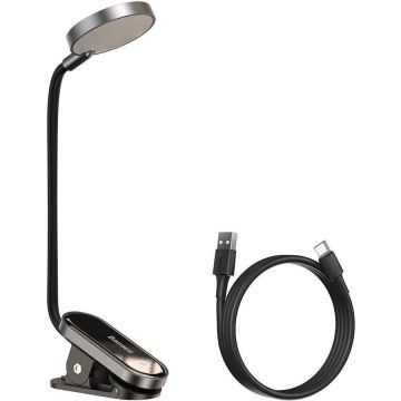 BASEUS Lampa pentru citit Baseus Comfort, LED, 3 trepte intensitate luminoasa, acumulator 400mAh, culoare 4000k, Negru