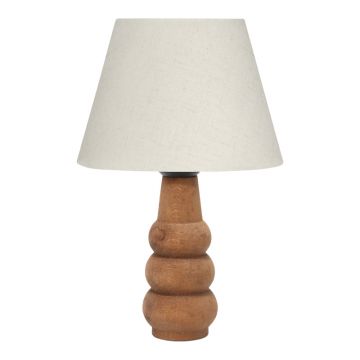 Lampa de Masa Cabini lemn de fag si tesatura, crem, 22x22x30 cm