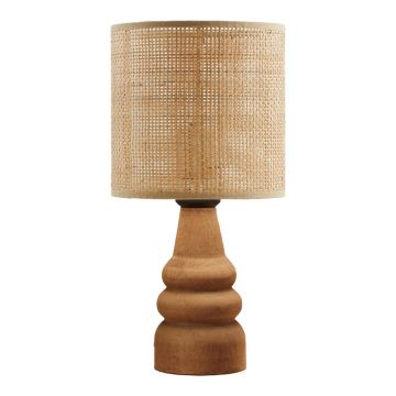 Lampa de masa Salpe pakoworld lemn de fag si ratan pe culoare Naturala D15x32cm