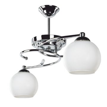 Lustra cu 2 lumini PWL-0966, alb-argintiu, D67x38 cm