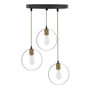 Lustra cu 3 lumini Kasper, negru-auriu, D30x79 cm