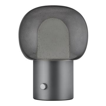 Veioză gri antracit LED din aluminiu cu abajur din sticlă (înălțime 32 cm) Iris – Blomus