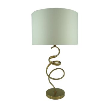 Veioza Valou aluminiu auriu si tesatura, alba, 35x35x65 cm
