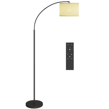 HOMCOM Lampada da Terra Regolabile Telecomando e Timer 1h Paralume Girevole Nero | Aosom Romania