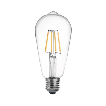 Lampa LED ST64 Bec 3000K, Transparent, 7x7x15 cm