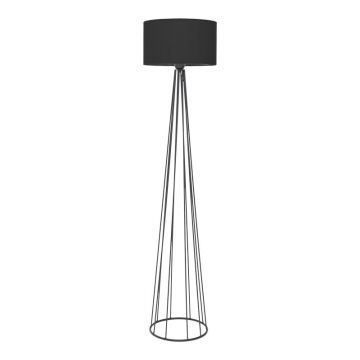 Lampadar Florencia, Pako World, E27, Textil, Negru-Metal, 40x40x125 cm