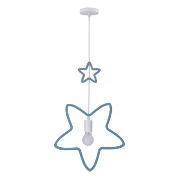 Lustră albă/albastru-deschis cu abajur textil Single – Candellux Lighting