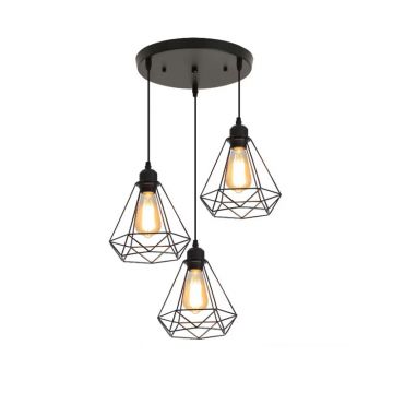 Plafoniera cu trei lumini Jabrey pakoworld metal negru D30x25cm