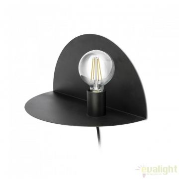 Aplica perete moderna cu raft NIT neagra dreapta 01006
