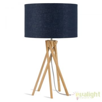 Lampa de masa realizata din materiale naturale, durabile si ecologice, KILIMANJARO/T albastru
