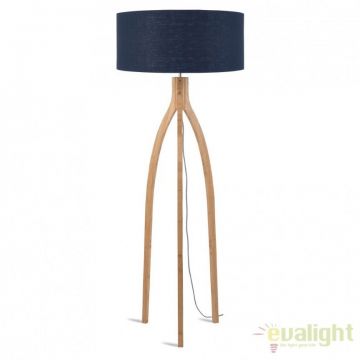 Lampadar cu trepied, realizat din materiale naturale, durabile si ecologice, Annapurna albastru