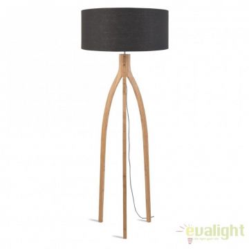 Lampadar cu trepied, realizat din materiale naturale, durabile si ecologice, Annapurna gri inchis