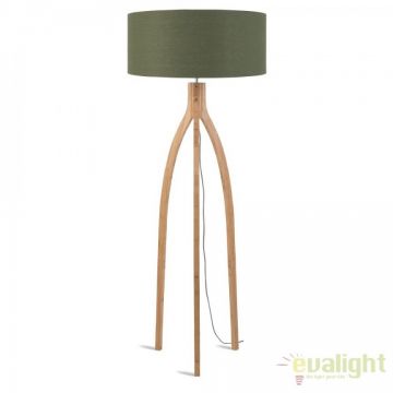 Lampadar cu trepied, realizat din materiale naturale, durabile si ecologice, Annapurna verde