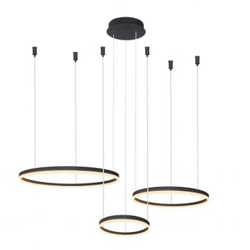 Lustra cu 3 inele LED si telecomanda HALO PENDANT BK 80+60+40 CCT