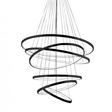 Lustra LED dimabila design modern casa scarii Wheel 6 Long neagra