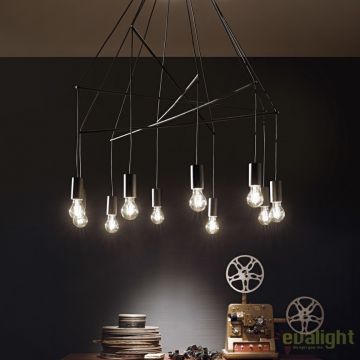 Lustra stil industrial cu 10 pendule reglabile POP SP10 neagra 158860