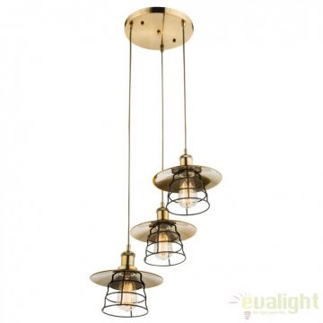 Lustra vintage cu 3 pendule design industrial style VIEJO 15086-3H GL