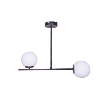 Plafoniera cu 2 lumini Opedro pakoworld E27 metal negru 60x30x40cm