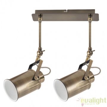 Plafoniera, Lustra cu 2 spoturi design Industrial Style, finisaj bronz antic, Peter 5982 RX