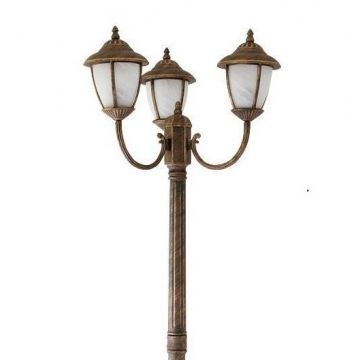 Stalp exterior cu 3 brate, H-212cm, IP43, auriu antic Madrid 8379 RX