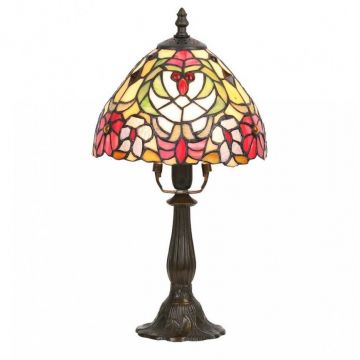Veioza, lampa de masa, H-35cm, diam.20cm, sticla Tiffany, Mirella 8089RX