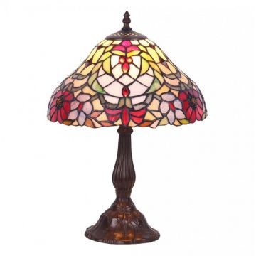 Veioza, lampa de masa, H-46,5cm, diam.30cm, sticla Tiffany, Mirella 8090RX