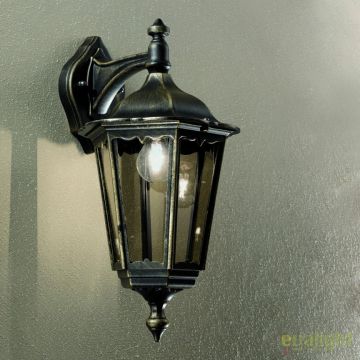 Aplica de perete exterior stil clasic IP43 Puchberg AL 11K/82571 schwarz-gold/rauch OR