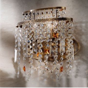 Aplica din alama si cristale SchÃ¶ler Kristalldesign, Antique Brass