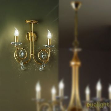 Aplica perete stil clasic cu cristale Swarovski Giada auriu mat
