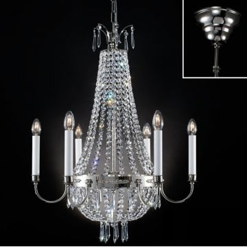 Candelabru clasic din alama decorat cu cristale Asfour Empire dia 62cm, antique silver