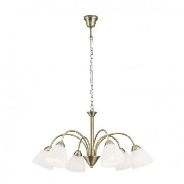 Candelabru, Lustra suspendata cu 6 brate Susan, alama antic