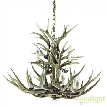 Candelabru rustic cu brate in forma de coarne de cerb, fabricat manual, CHALET SP12 113975