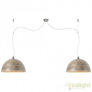Lustra cu 2 pendule din bambus design ecologic, Halong natur HALONG/H2/DN