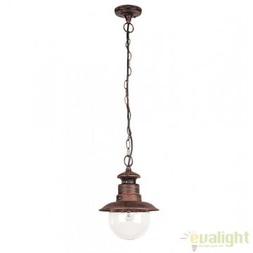 Pendul, Lustra cu protectie IP44 de exterior, diametru 21,5cm, finisaj maro antic, Odessa 8164 RX