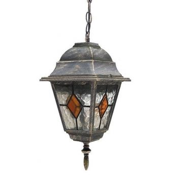Pendul pentru exterior, inaltime reglabila, IP43, auriu antic, sticla Tiffany, Monaco 8184 RX