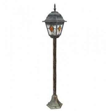 Stalp exterior H-106cm, IP43, auriu antic, sticla Tiffany, Monaco 8185 RX