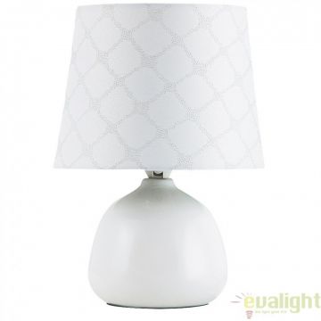 Veioza, lampa de masa, finisaj alb, diametru 18cm, Ellie 4379 RX