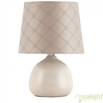 Veioza, lampa de masa, finisaj bej, diametru 18cm, Ellie 4380 RX