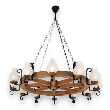 Candelabru rustic fabricat manual din lemn Roata 12L