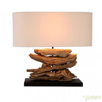 Lampa de masa realizata manual din lemn de tec, Riverine natur A-36786 VC