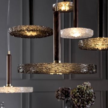 Pendul LED LUX, Lemn masiv, Sticla Turnata, MACRABÃˆ Small