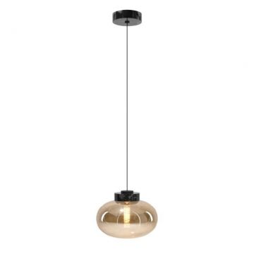 Pendul modern din sticla si marmura MOONSTONE chihlimbar, negru