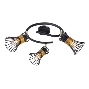 Plafoniera moderna metalica negru-aurie PURRA 3L 54814-3 GL
