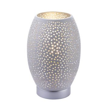 Veioza metalica design decorativ NARRI argintiu/alb 24002W GL